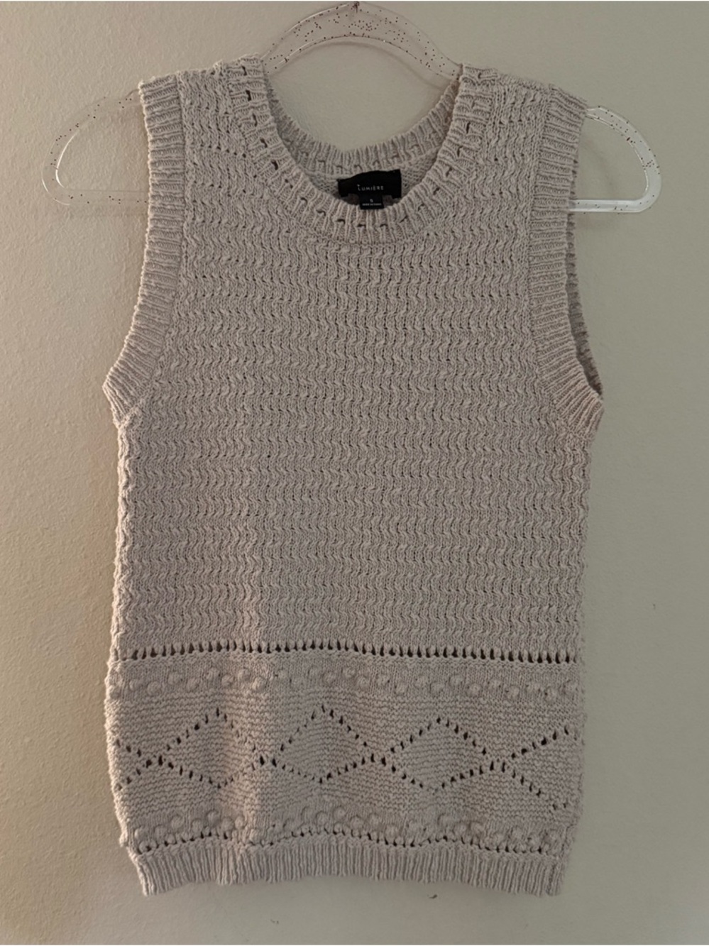 Lumiere Cream Knit Sleeveless Tank Top